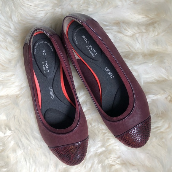 Rockport Burgundy Flats w/ Comfort Padding - Picture 1 of 1